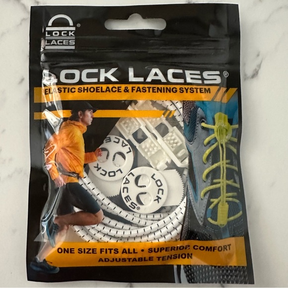 Lock Laces  Elastic Shoelaces & Fastening System No Tie One Size Fits All -WHITE - Picture 1 of 4
